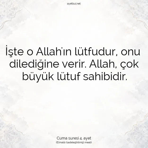 Ayetbul | Kuran Mealleri | Quran | Cuma suresi 4. ayet