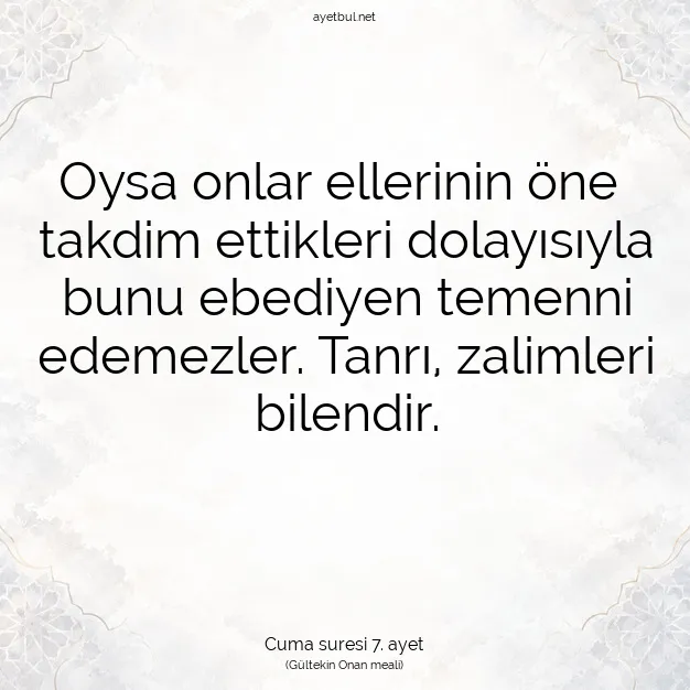Ayetbul | Kuran Mealleri | Quran | Cuma suresi 7. ayet