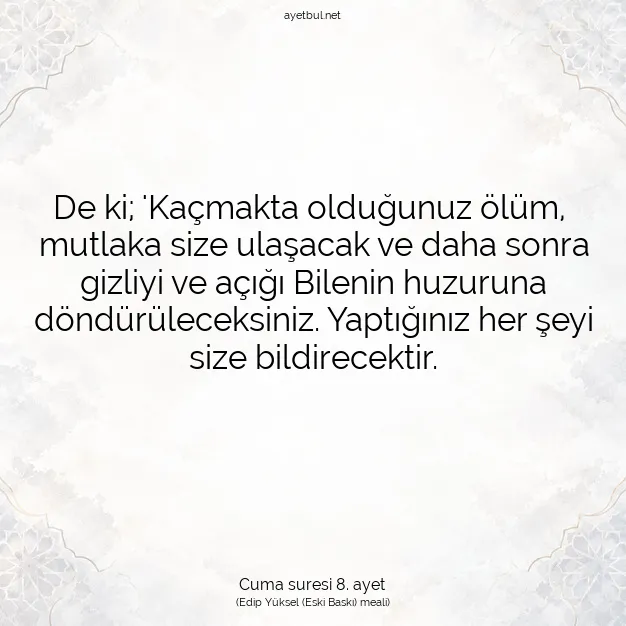 Ayetbul | Kuran Mealleri | Quran | Cuma suresi 8. ayet