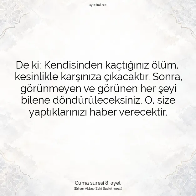 Ayetbul | Kuran Mealleri | Quran | Cuma suresi 8. ayet
