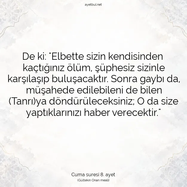 Ayetbul | Kuran Mealleri | Quran | Cuma suresi 8. ayet