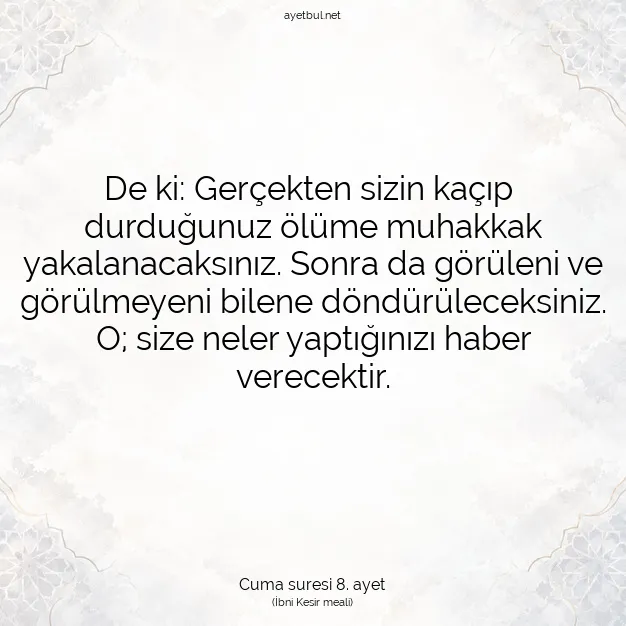 Ayetbul | Kuran Mealleri | Quran | Cuma suresi 8. ayet