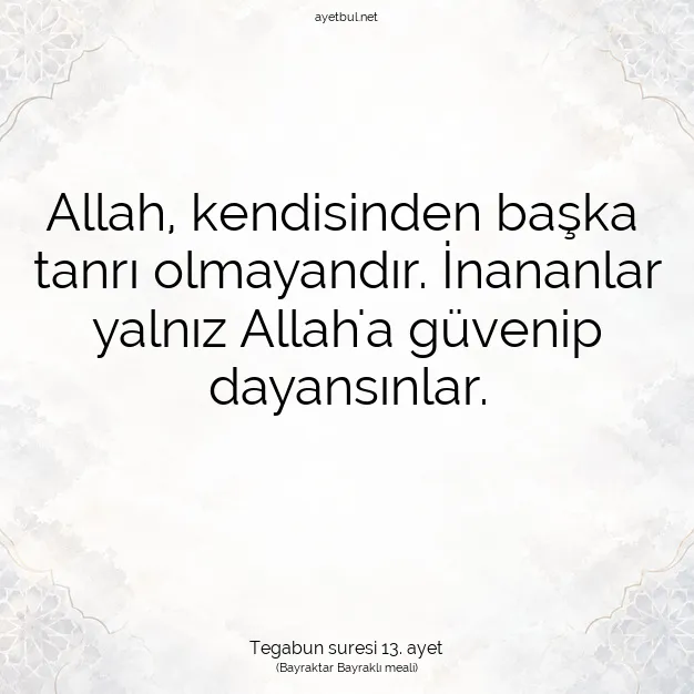 Ayetbul | Kuran Mealleri | Quran | Tegabun suresi 13. ayet