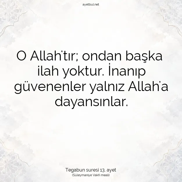 Ayetbul | Kuran Mealleri | Quran | Tegabun suresi 13. ayet
