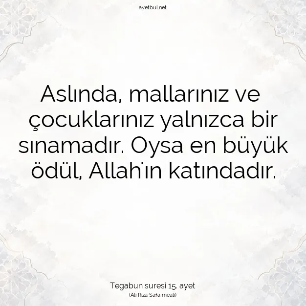 Ayetbul | Kuran Mealleri | Quran | Tegabun suresi 15. ayet