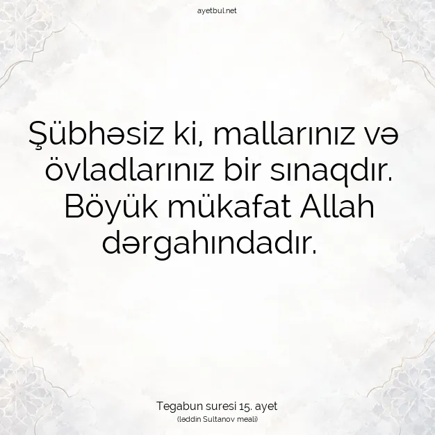 Ayetbul | Kuran Mealleri | Quran | Tegabun suresi 15. ayet