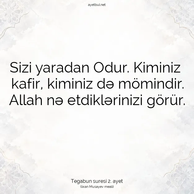 Ayetbul | Kuran Mealleri | Quran | Tegabun suresi 2. ayet