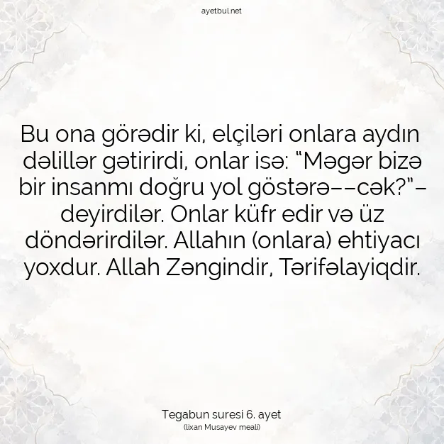 Ayetbul | Kuran Mealleri | Quran | Tegabun suresi 6. ayet