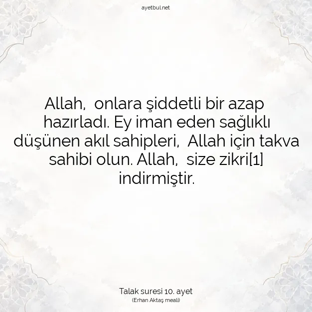 Ayetbul | Kuran Mealleri | Quran | Talak suresi 10. ayet