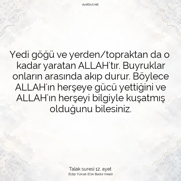Ayetbul | Kuran Mealleri | Quran | Talak suresi 12. ayet