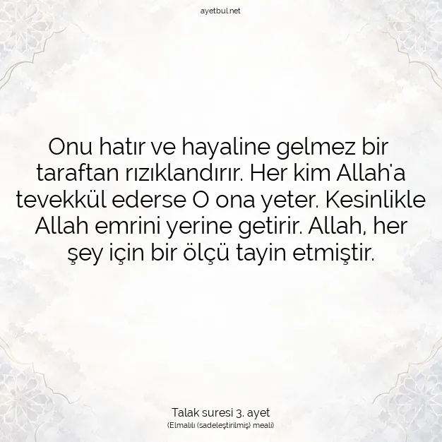 Ayetbul | Kuran Mealleri | Quran | Talak suresi 3. ayet