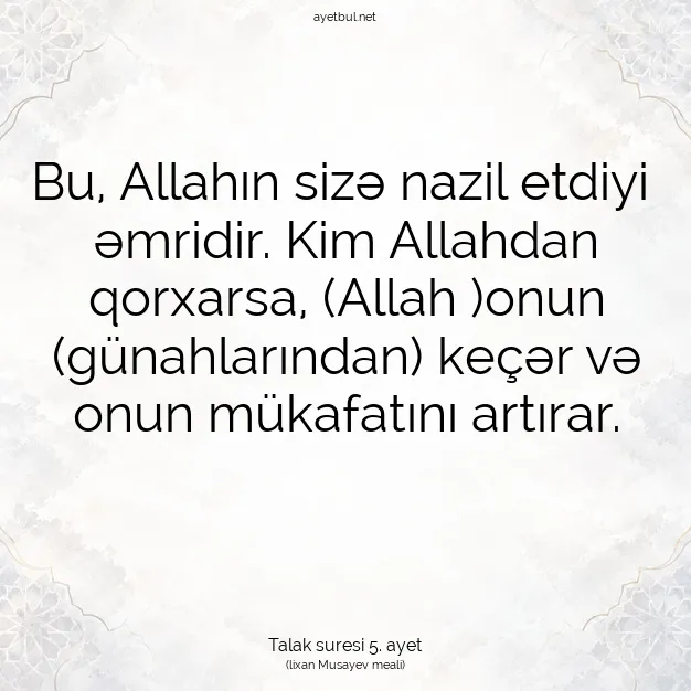 Ayetbul | Kuran Mealleri | Quran | Talak suresi 5. ayet