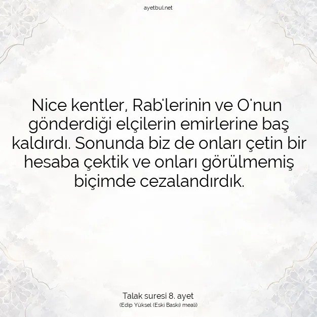 Ayetbul | Kuran Mealleri | Quran | Talak suresi 8. ayet