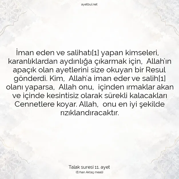 Ayetbul | Kuran Mealleri | Quran | Talak suresi 11. ayet