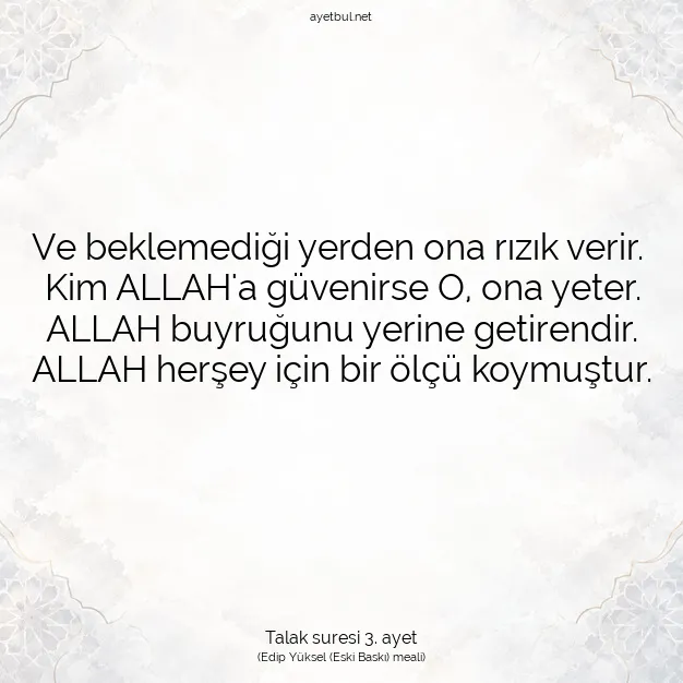 Ayetbul | Kuran Mealleri | Quran | Talak suresi 3. ayet