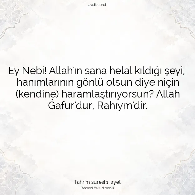 Ayetbul | Kuran Mealleri | Quran | Tahrim suresi 1. ayet
