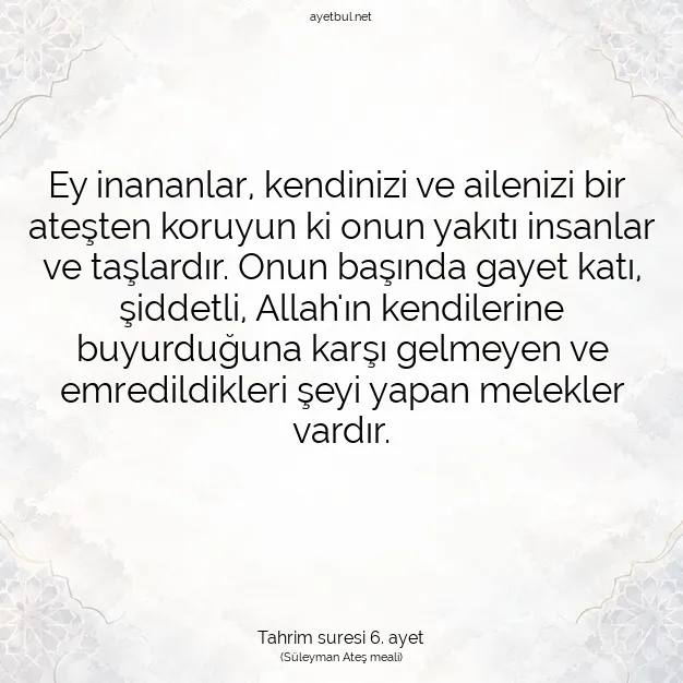 Ayetbul | Kuran Mealleri | Quran | Tahrim suresi 6. ayet