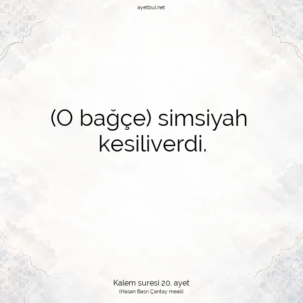 Ayetbul | Kuran Mealleri | Quran | Kalem suresi 20. ayet