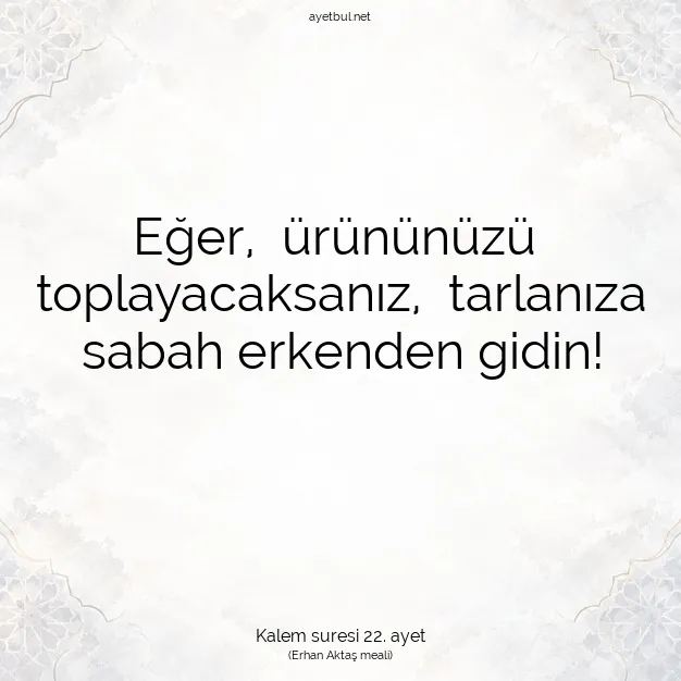 Ayetbul | Kuran Mealleri | Quran | Kalem suresi 22. ayet