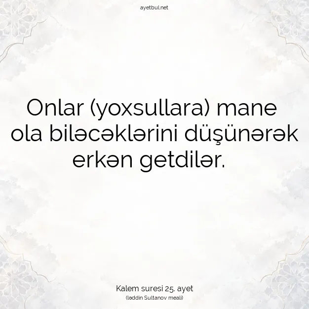 Ayetbul | Kuran Mealleri | Quran | Kalem suresi 25. ayet