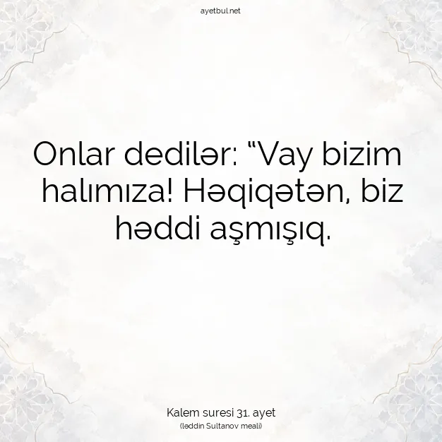 Ayetbul | Kuran Mealleri | Quran | Kalem suresi 31. ayet