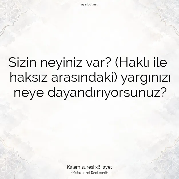 Ayetbul | Kuran Mealleri | Quran | Kalem suresi 36. ayet