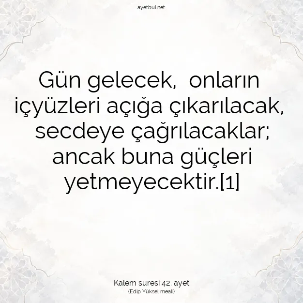 Ayetbul | Kuran Mealleri | Quran | Kalem suresi 42. ayet