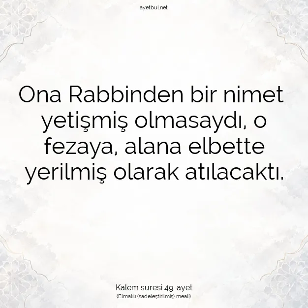Ayetbul | Kuran Mealleri | Quran | Kalem suresi 49. ayet