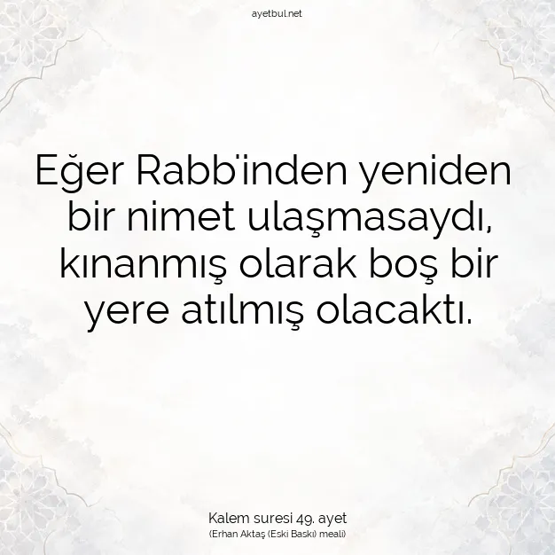 Ayetbul | Kuran Mealleri | Quran | Kalem suresi 49. ayet