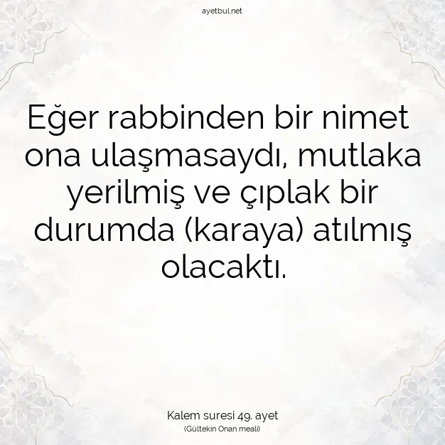 Ayetbul | Kuran Mealleri | Quran | Kalem suresi 49. ayet
