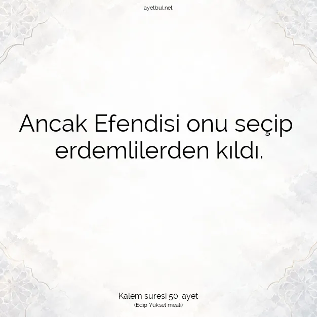 Ayetbul | Kuran Mealleri | Quran | Kalem suresi 50. ayet