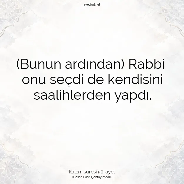 Ayetbul | Kuran Mealleri | Quran | Kalem suresi 50. ayet