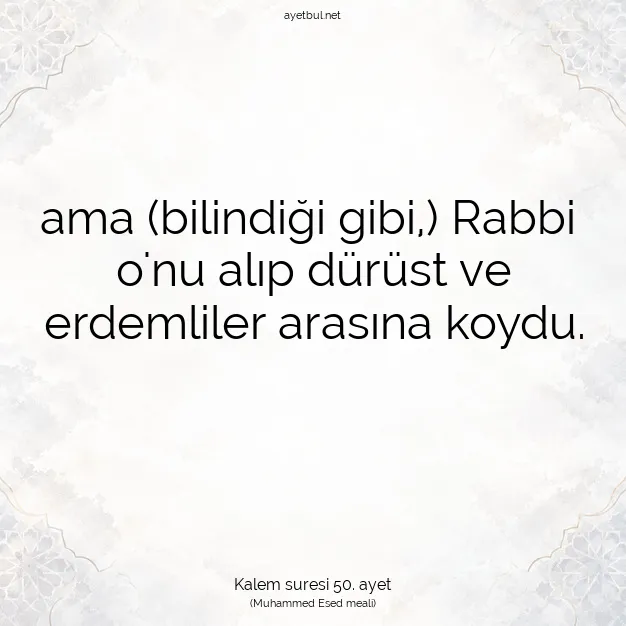 Ayetbul | Kuran Mealleri | Quran | Kalem suresi 50. ayet