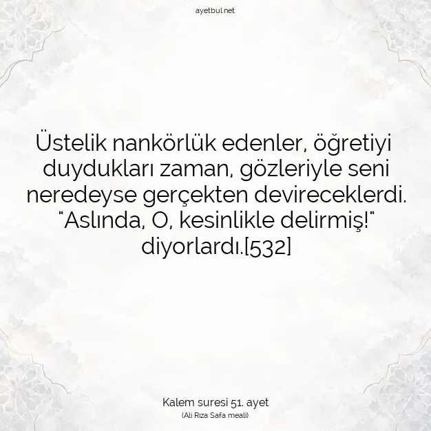 Ayetbul | Kuran Mealleri | Quran | Kalem suresi 51. ayet