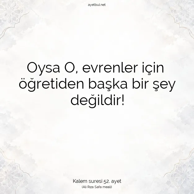 Ayetbul | Kuran Mealleri | Quran | Kalem suresi 52. ayet