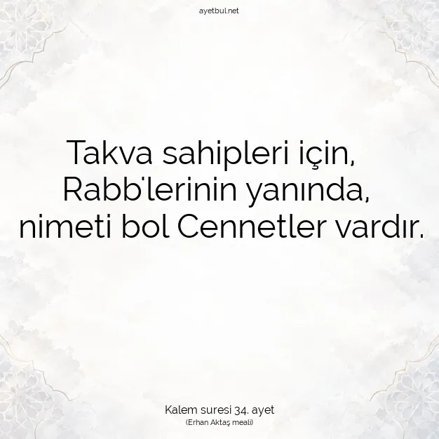 Ayetbul | Kuran Mealleri | Quran | Kalem suresi 34. ayet