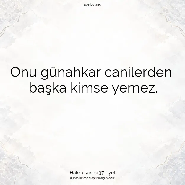 Ayetbul | Kuran Mealleri | Quran | Hâkka suresi 37. ayet