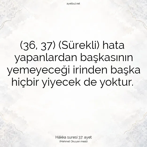 Ayetbul | Kuran Mealleri | Quran | Hâkka suresi 37. ayet