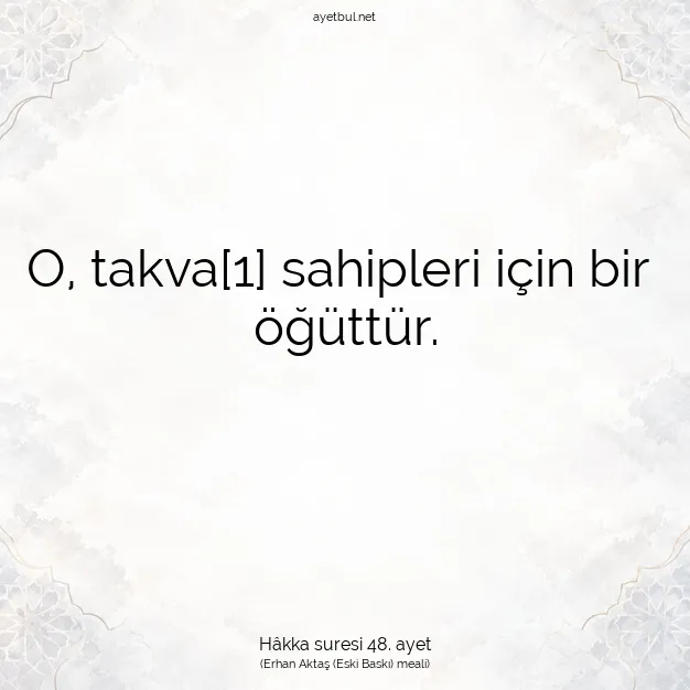Ayetbul | Kuran Mealleri | Quran | Hâkka suresi 48. ayet