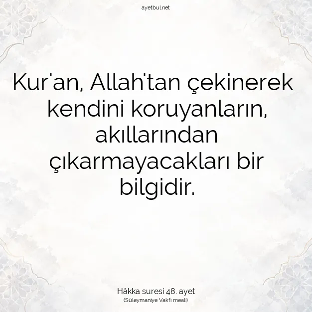 Ayetbul | Kuran Mealleri | Quran | Hâkka suresi 48. ayet
