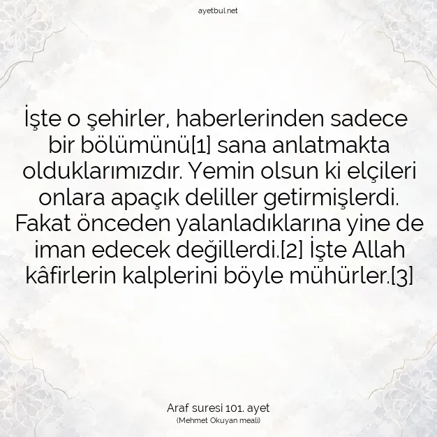 Ayetbul | Kuran Mealleri | Quran | Araf suresi 101. ayet