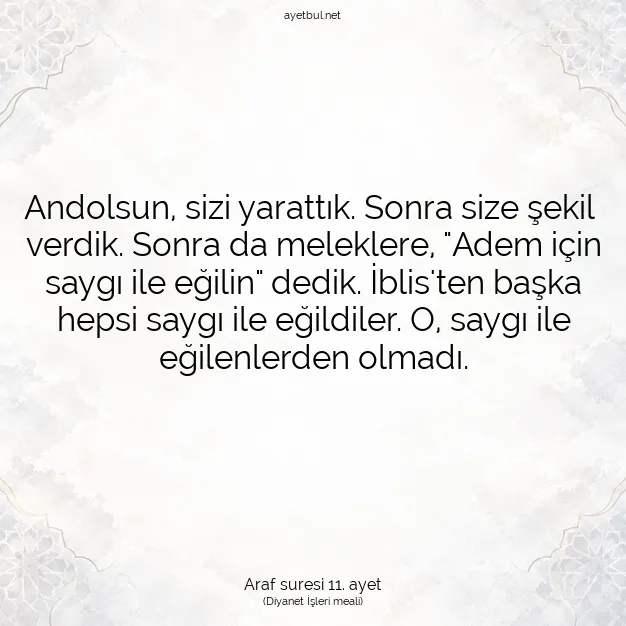 Ayetbul | Kuran Mealleri | Quran | Araf suresi 11. ayet