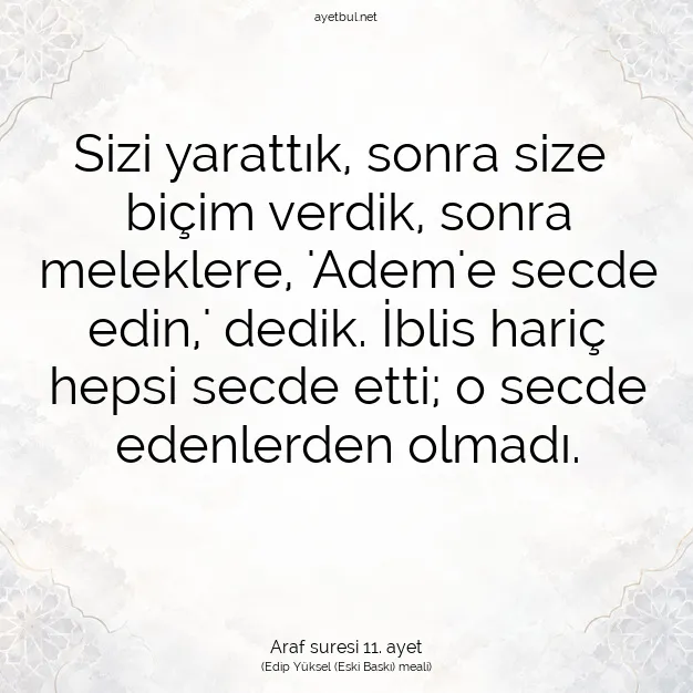 Ayetbul | Kuran Mealleri | Quran | Araf suresi 11. ayet