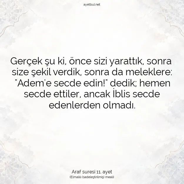 Ayetbul | Kuran Mealleri | Quran | Araf suresi 11. ayet