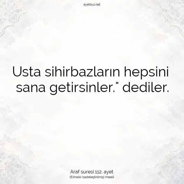 Ayetbul | Kuran Mealleri | Quran | Araf suresi 112. ayet