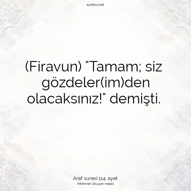Ayetbul | Kuran Mealleri | Quran | Araf suresi 114. ayet