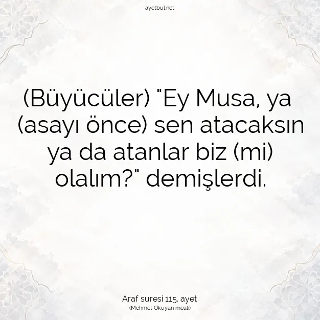 Ayetbul | Kuran Mealleri | Quran | Araf suresi 115. ayet