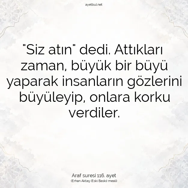 Ayetbul | Kuran Mealleri | Quran | Araf suresi 116. ayet