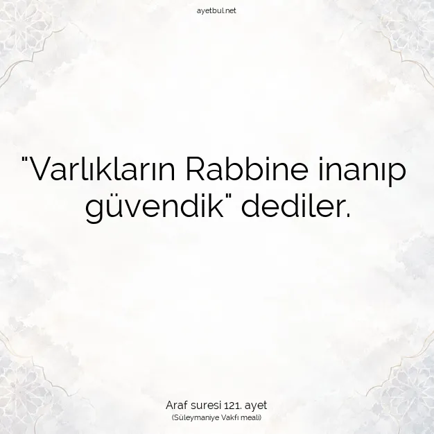 Ayetbul | Kuran Mealleri | Quran | Araf suresi 121. ayet