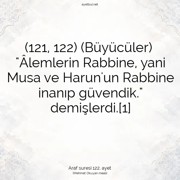 Ayetbul | Kuran Mealleri | Quran | Araf suresi 122. ayet